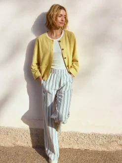 Hose aus Bio-Leinen und Baumwolle, 60 multistreif grün, 38, GOTS