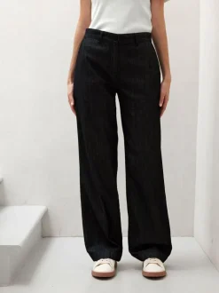 Hose-weites Bein, 100 % Bio-Baumwolle, 36 dark denim, 32, GOTS