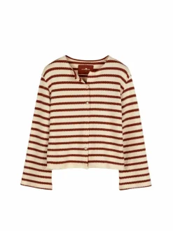 Jacke aus Bio-Baumwolle, 56 offwhite/kastanie jacquard ringel, 42