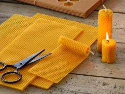 Kerzenbastelset, natur, 6 Platten zu 30 x 20 cm, 120 cm Docht und Bastelanleitung