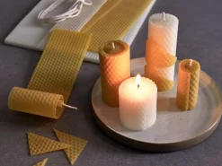 Kerzenbastelset, natur, 6 Platten zu 30 x 20 cm, 120 cm Docht und Bastelanleitung