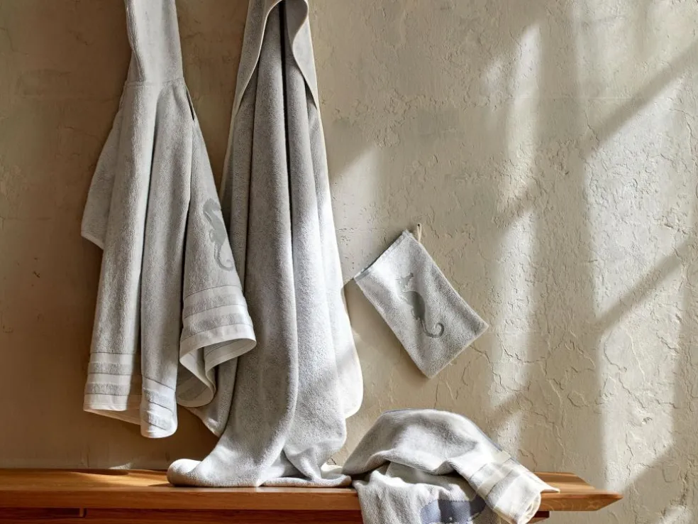 Kinder-Poncho Seepferdchen, meergrün, 70 x 60 cm, 100 % Baumwolle, GOTS