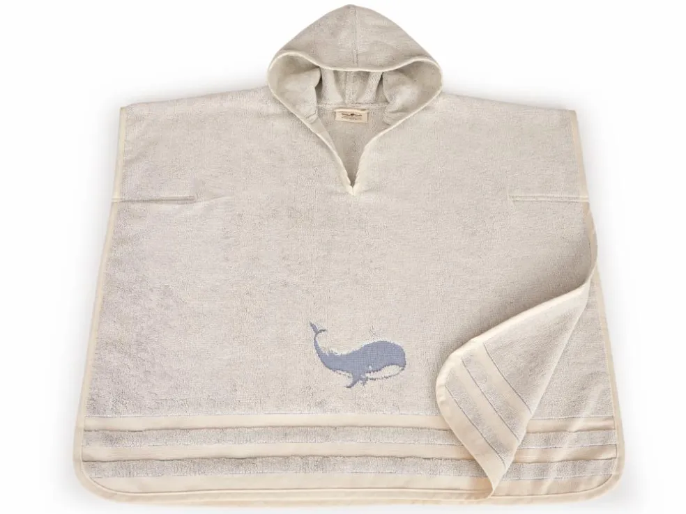 Kinder-Poncho Wal, meerblau, 70 x 60 cm, 100 % Baumwolle, GOTS