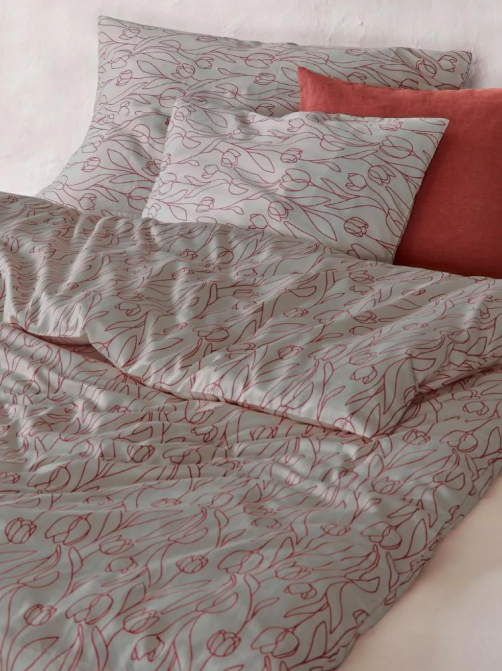 Kissenüberzug CALLA, granatapfel, 40 x 60 cm, 100 % Baumwolle, Satin, GOTS