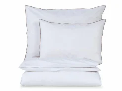 Kissenüberzug EDNA, weiss/nougat, 40 x 60 cm, 100 % Baumwolle, Perkal, GOTS