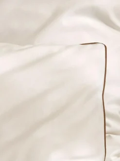 Kissenüberzug EDNA, weiss/nougat, 40 x 60 cm, 100 % Baumwolle, Perkal, GOTS