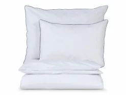 Kissenüberzug EDNA, weiss/ozean, 40 x 60 cm, 100 % Baumwolle, Perkal, GOTS