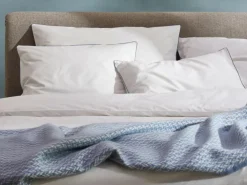 Kissenüberzug EDNA, weiss/ozean, 40 x 60 cm, 100 % Baumwolle, Perkal, GOTS