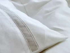 Kissenüberzug JOSEPHINE mit Streifen und Ajour, weiss/natur, 40 x 60 cm, 56 % Leinen/44 % Baumwolle, GOTS