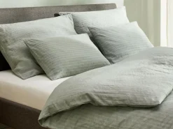 Kissenüberzug ORLANDO, lorbeer, 40 x 60 cm, 60 % Leinen/40 % Baumwolle, Seersucker, GOTS