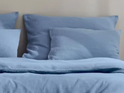 Kissenüberzug VIVIEN, blau, 40 x 60 cm, 100 % Baumwolle, Musselin, GOTS