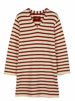 Kleid aus Bio-Baumwolle, 56 offwhite/kastanie jacquard ringel, 36, GOTS