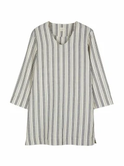 Kleid aus Bio-Leinen und Baumwolle, 60 multistreif grün, 38