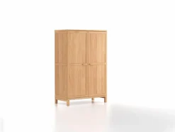 Kleiderschrank Kurami mit Drehtüren 2-türig, Fußgestell, Holz, Buche