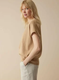 Kurzarmpullover aus Bio-Baumwolle, 58 caramel melange, L, GOTS