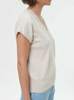 Kurzarmpullover aus Bio-Baumwolle, 14 natur melange, S, GOTS