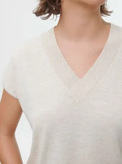 Kurzarmpullover aus Bio-Baumwolle, 14 natur melange, S, GOTS