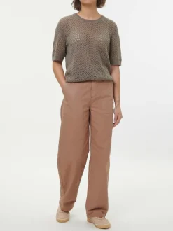 Kurzarmpullover aus Yakwolle, 64 hasel melange, XS