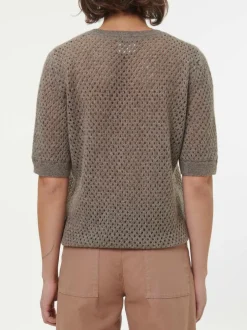 Kurzarmpullover aus Yakwolle, 64 hasel melange, XS