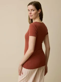 Kurzarmshirt aus Bio Wolle, 86 cranberry, XL