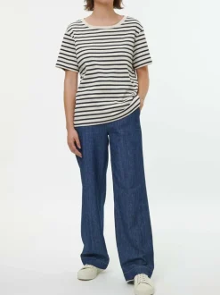 Kurzarmshirt aus Bio-Baumwolle, 55 navy/offwhite ringel, 38, GOTS