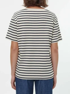 Kurzarmshirt aus Bio-Baumwolle, 55 navy/offwhite ringel, 38, GOTS