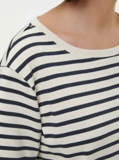 Kurzarmshirt aus Bio-Baumwolle, 55 navy/offwhite ringel, 38, GOTS