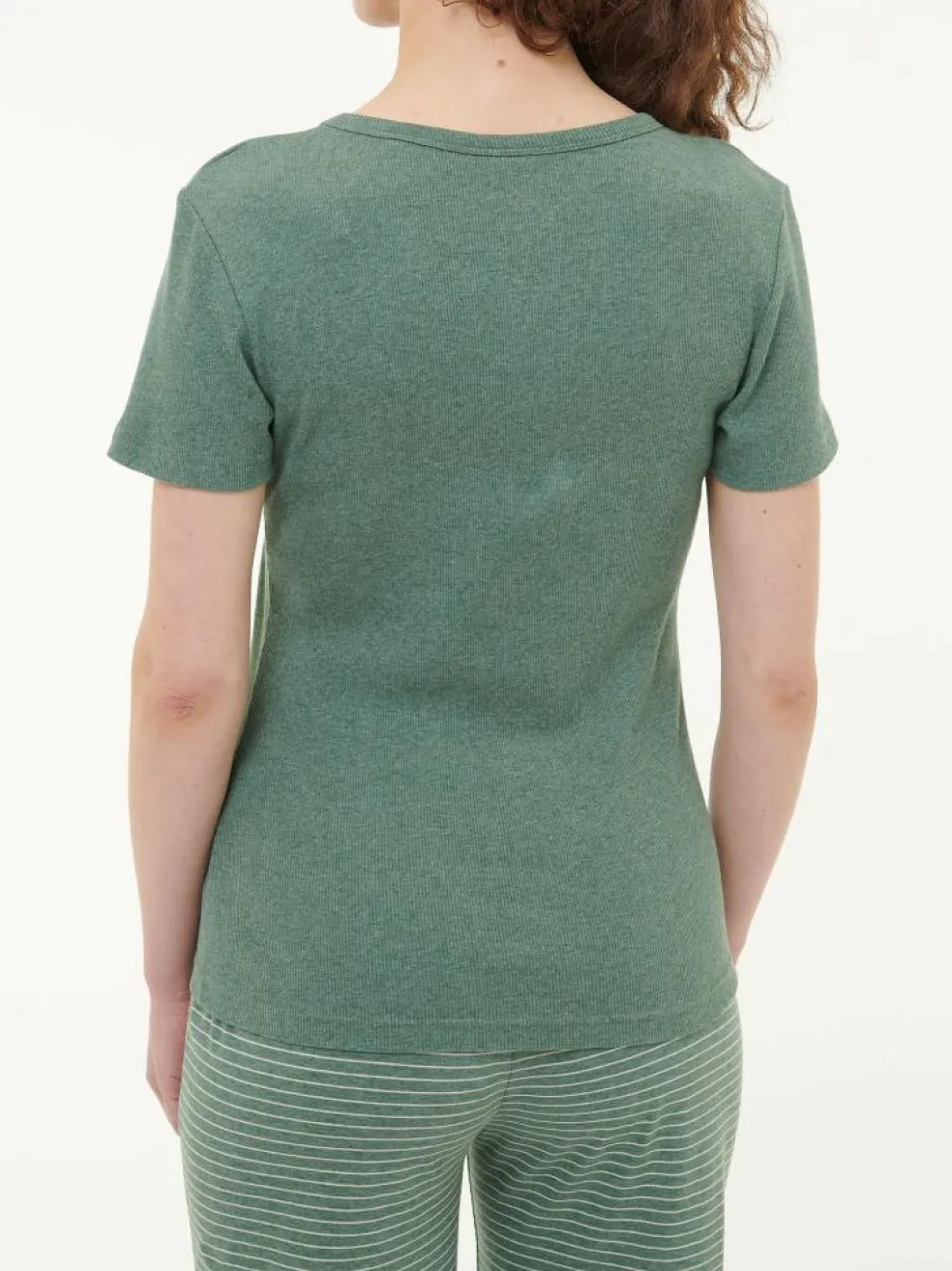 Kurzarmshirt aus Bio-Baumwolle, 43 eucalyptus melange, S, GOTS