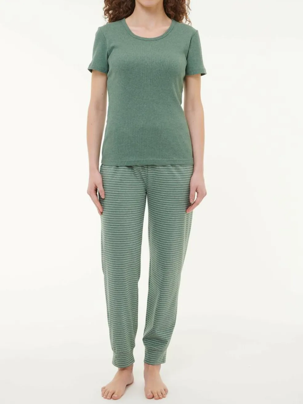 Kurzarmshirt aus Bio-Baumwolle, 43 eucalyptus melange, S, GOTS