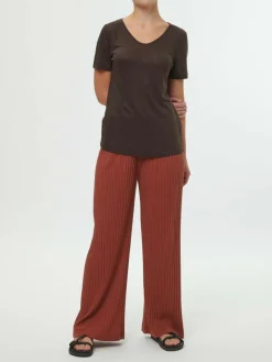 Kurzarmshirt aus Bio-Leinen, 95 kakao, 36