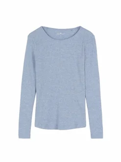 Langarmshirt aus Bio Baumwolle/Wolle, 32 lichtblau melange, 38, GOTS