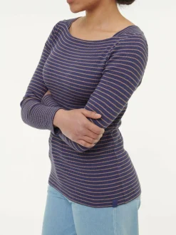 Langarmshirt aus Bio Baumwolle, 41 royalblau/rosenholz ringel, S, GOTS