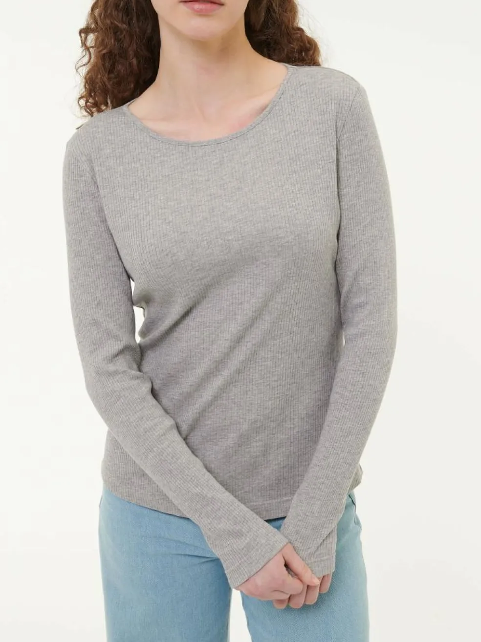 Langarmshirt aus Bio Baumwolle/Wolle, 04 grau melange, 38, GOTS