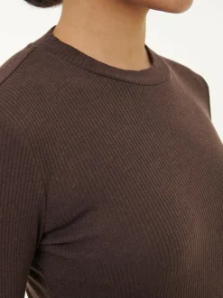 Langarmshirt aus Bio Baumwolle/Wolle, 61 chocolate melange, 38, GOTS