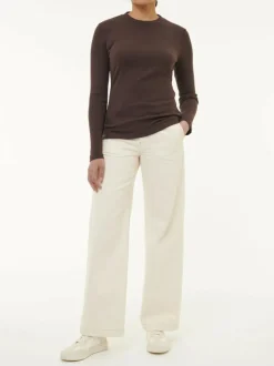 Langarmshirt aus Bio Baumwolle/Wolle, 61 chocolate melange, 38, GOTS