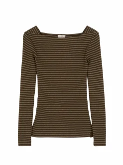 Langarmshirt aus Bio Baumwolle, 53 kaktus/light khaki ringel, S, GOTS