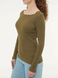 Langarmshirt aus Bio Baumwolle, 53 kaktus/light khaki ringel, S, GOTS