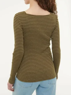 Langarmshirt aus Bio Baumwolle, 53 kaktus/light khaki ringel, S, GOTS