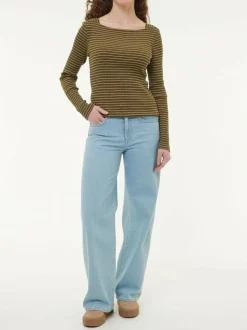 Langarmshirt aus Bio Baumwolle, 53 kaktus/light khaki ringel, S, GOTS