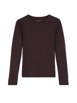 Langarmshirt aus Bio Baumwolle, 08 aubergine, 38