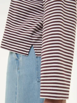 Langarmshirt aus Bio-Baumwolle, 25 merlot/weiss ringel, 38, GOTS