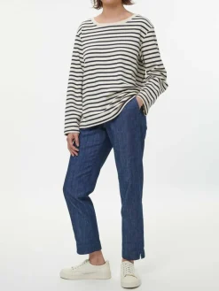 Langarmshirt aus Bio-Baumwolle, 55 navy/offwhite ringel, 38, GOTS