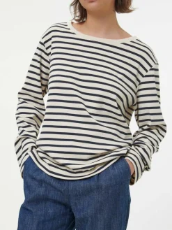 Langarmshirt aus Bio-Baumwolle, 55 navy/offwhite ringel, 38, GOTS