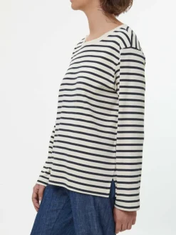 Langarmshirt aus Bio-Baumwolle, 55 navy/offwhite ringel, 38, GOTS