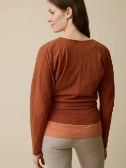 Langarm-Wickelshirt aus Bio Baumwolle/Hanf, 22 kastanie, 36, GOTS