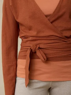 Langarm-Wickelshirt aus Bio Baumwolle/Hanf, 22 kastanie, 36, GOTS