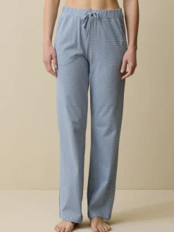 Lange Schlafhose aus Bio-Baumwolle, 89 meerblau-weiss ringel, S, GOTS