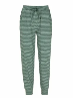 Lange Schlafhose aus Bio-Baumwolle, 96 eucalyptus/natur melange ringel, S, GOTS