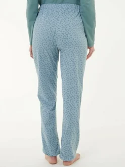 Lange Schlafhose aus Bio-Baumwolle, 91 blumendruck himmelblau, S, GOTS