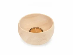 Lichtkugel groß aus Zirbenholz, handgedrechselt, H 7 cm, ø 11,5 cm, inkl. Glaseinsatz